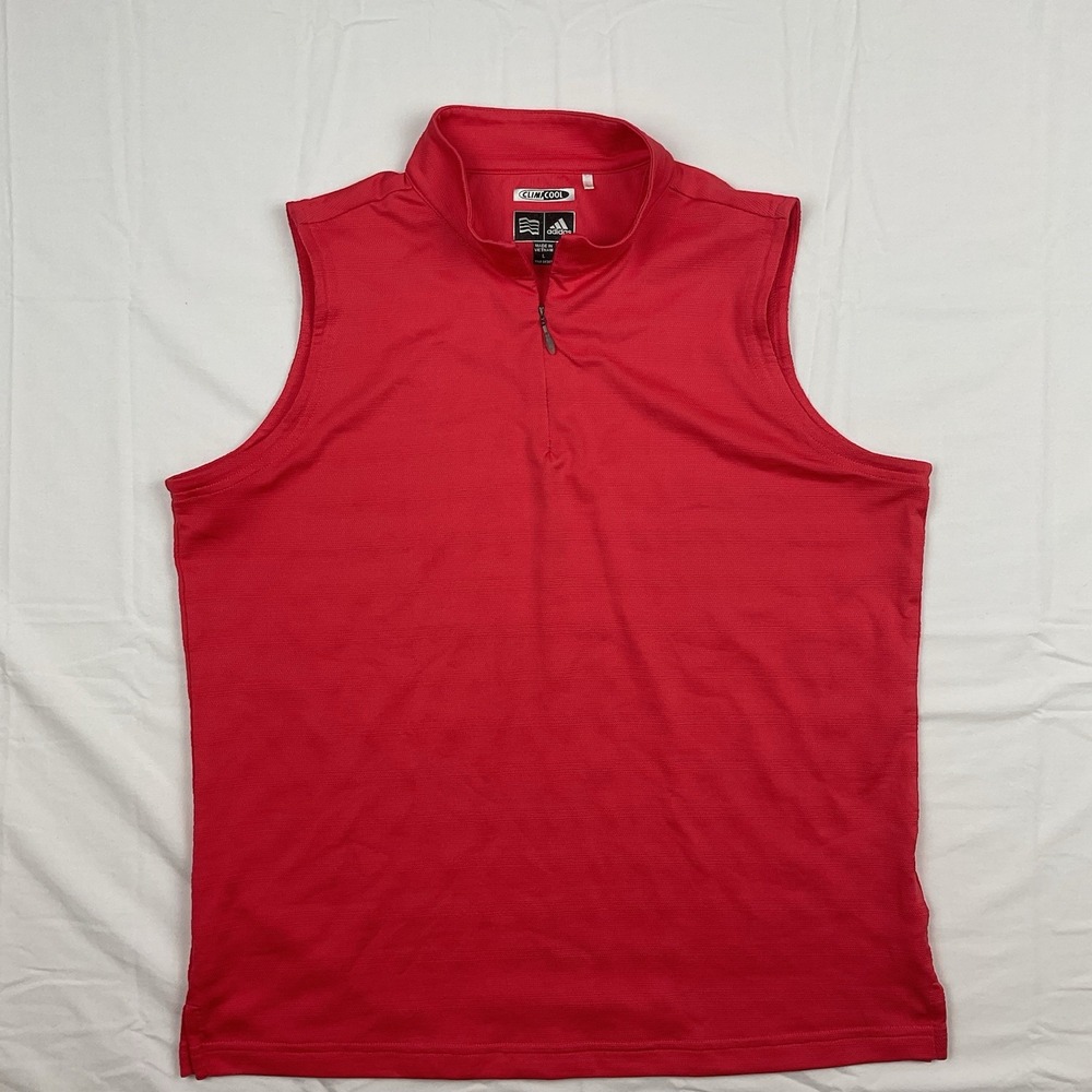 Adidas ClimaCool Sleeveless Pullover‎ Large Coral Pink Golf Vest Quarter Zip